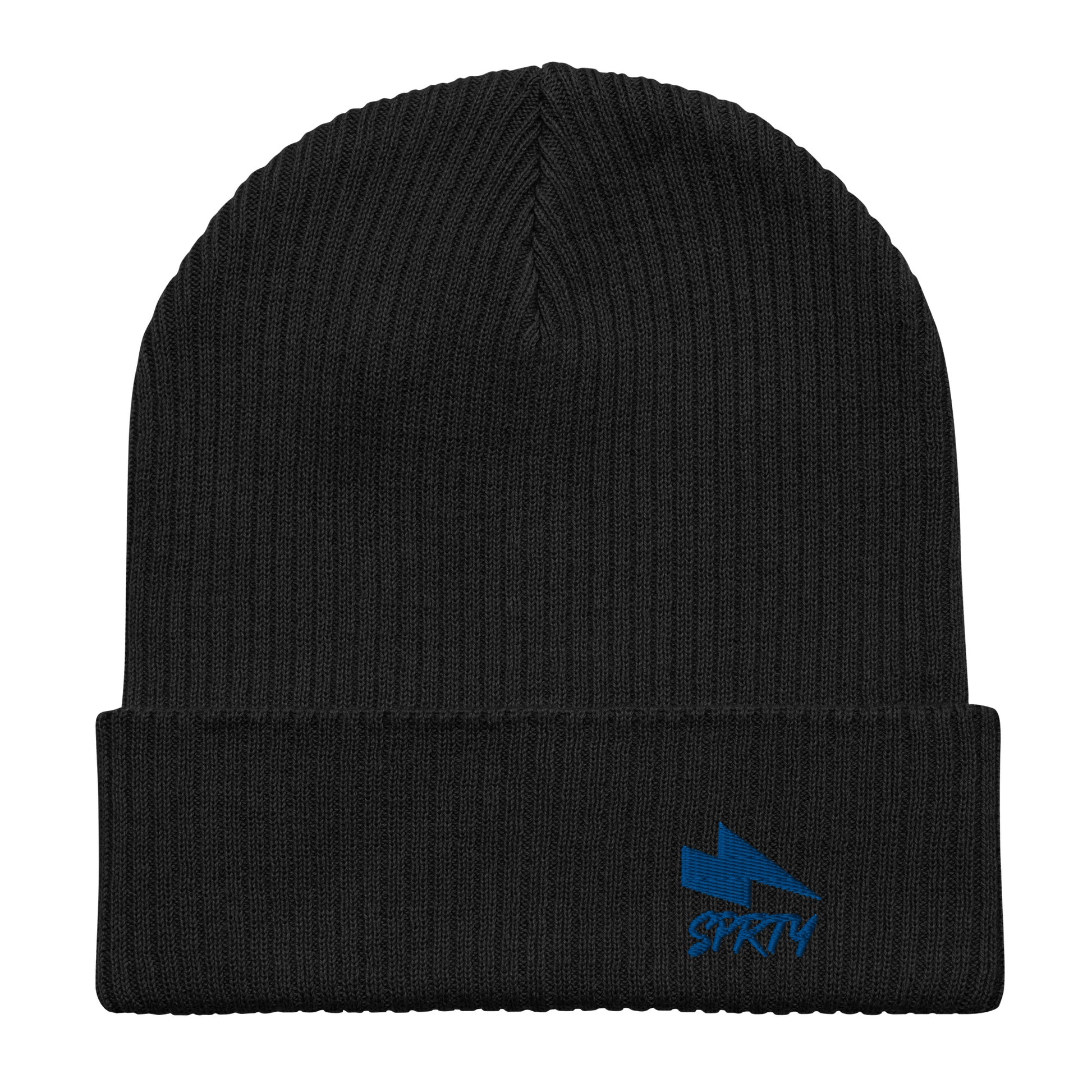 刺繍入りオーガニックニット帽 HT002-1E-BLU 全3色