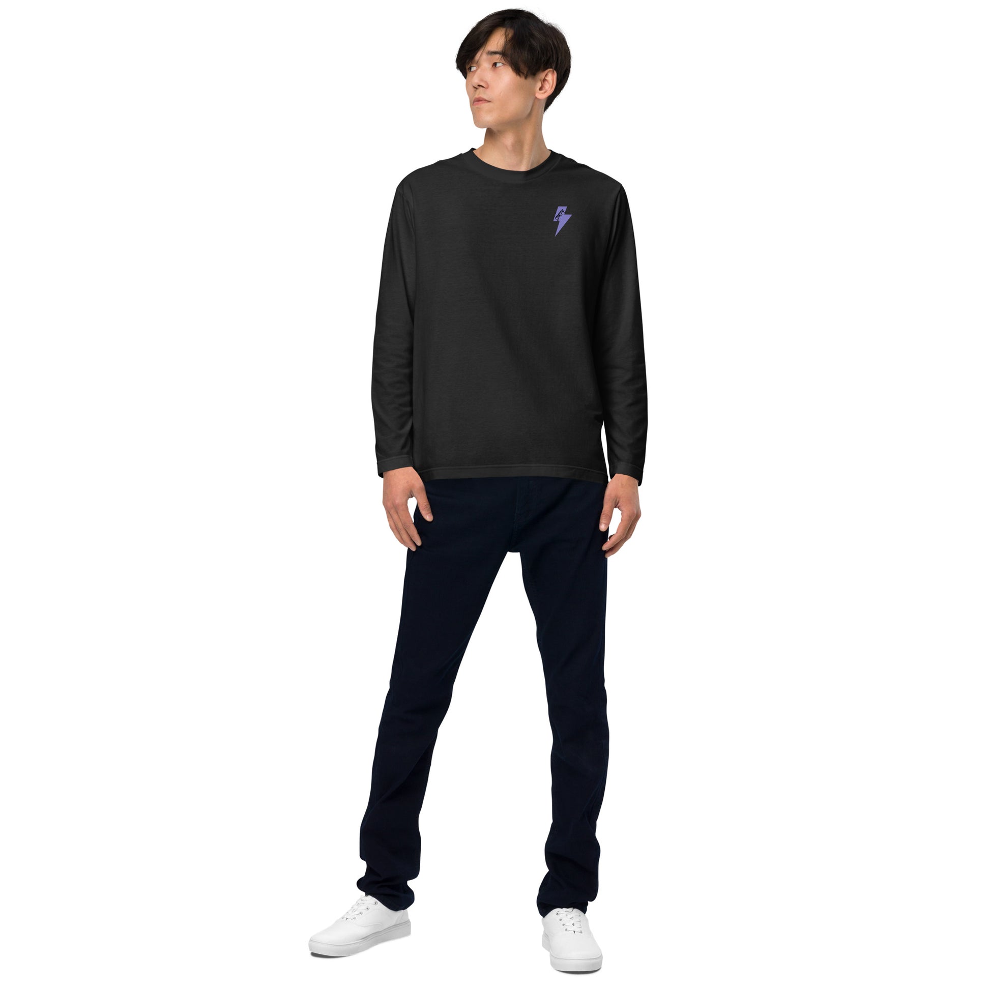 カミナリ(左胸)パープル 長袖Tシャツ LT002BLK-2-MPPL
