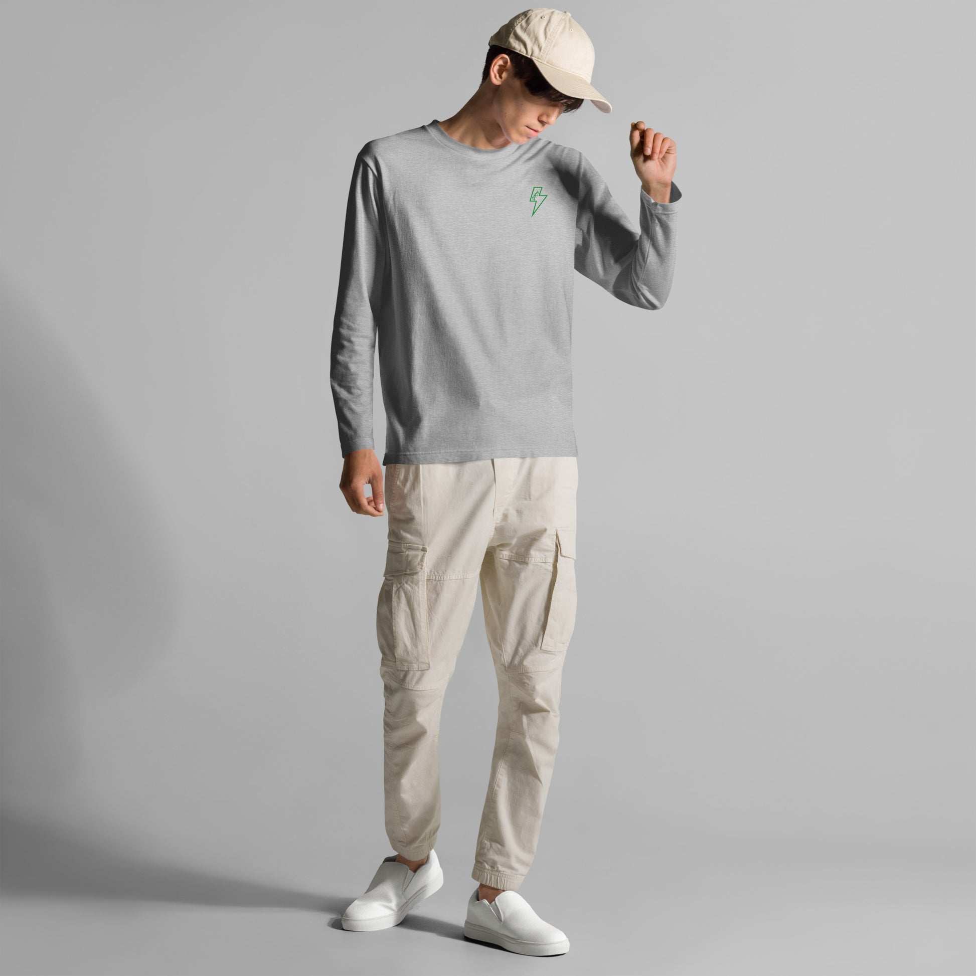 カミナリ(左胸)グリーン 長袖Tシャツ LT002-1-GRN 全4色