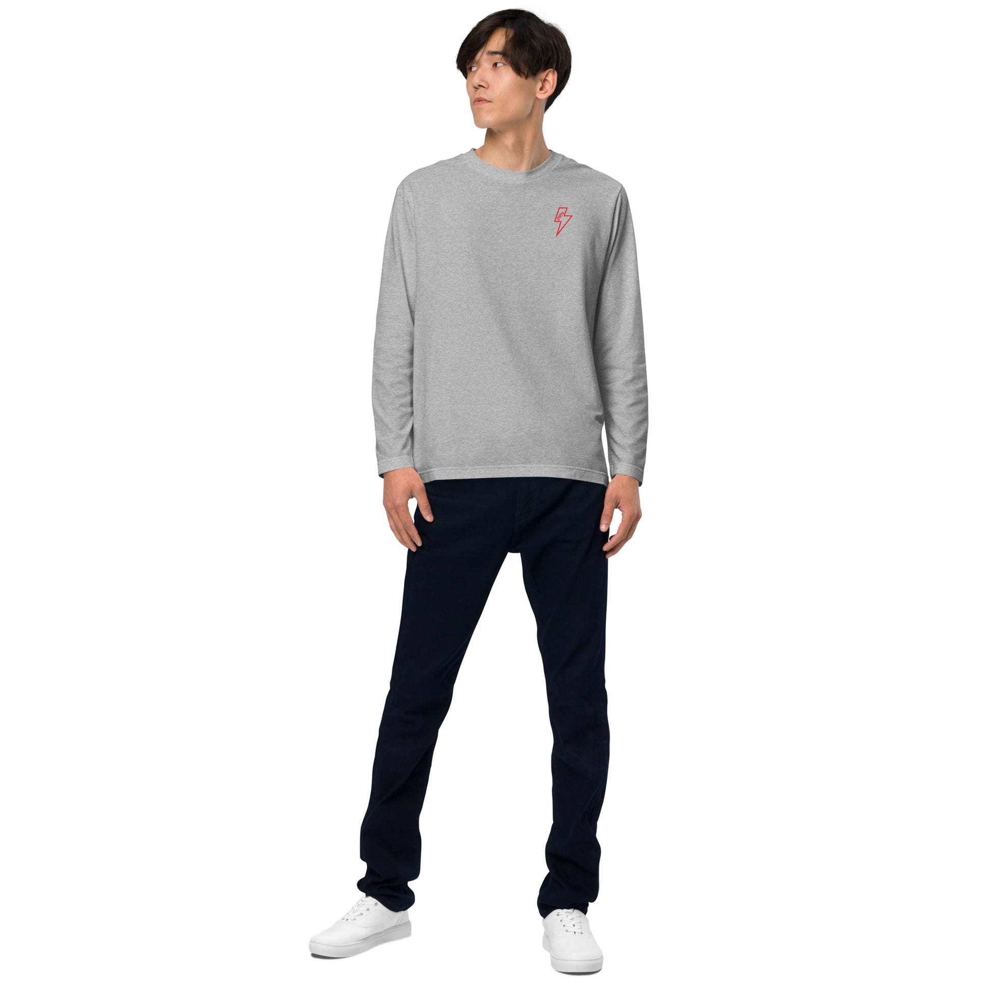 カミナリ(左胸)RED 長袖Tシャツ LT002-1-RED 全4色