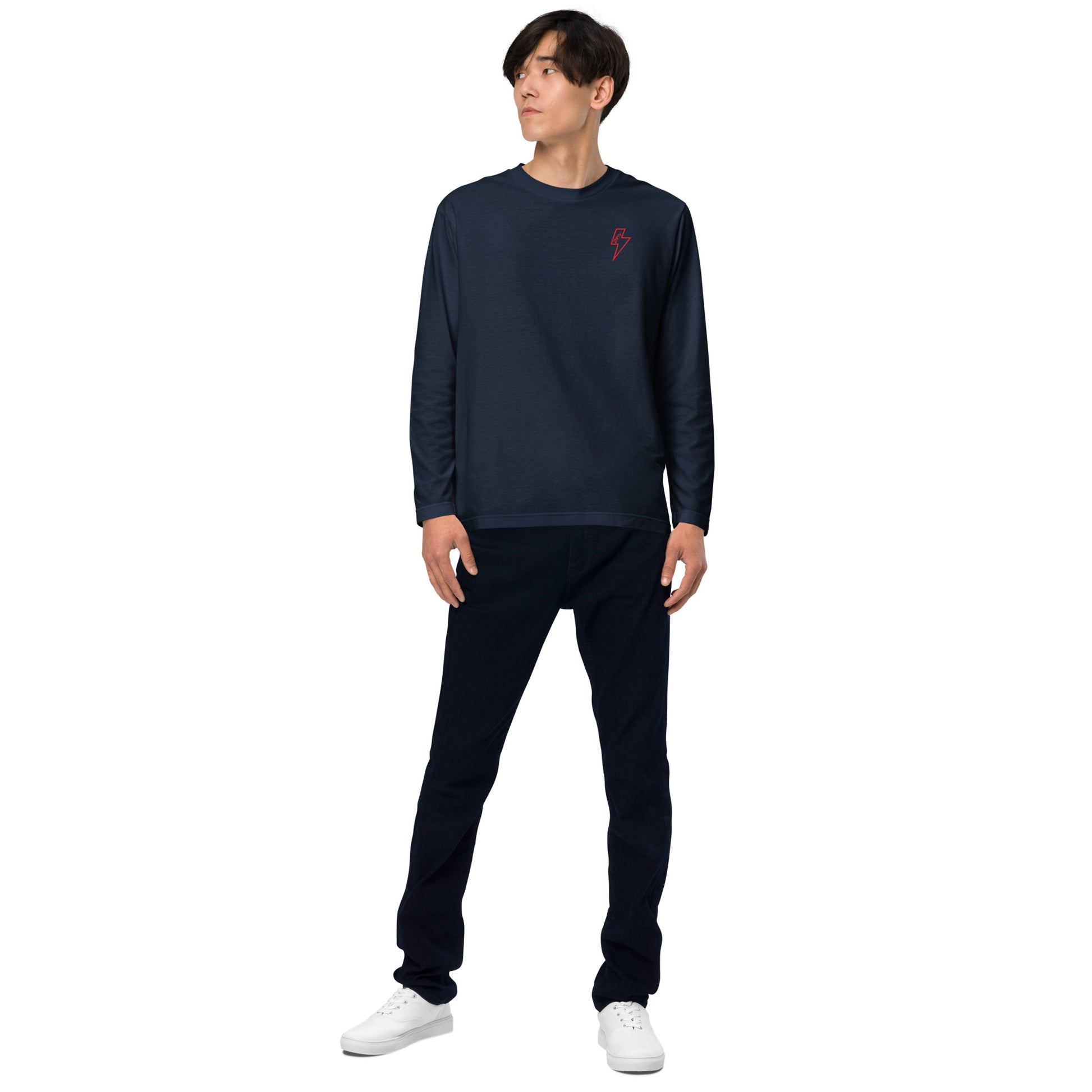 カミナリ(左胸)RED 長袖Tシャツ LT002-1-RED 全4色