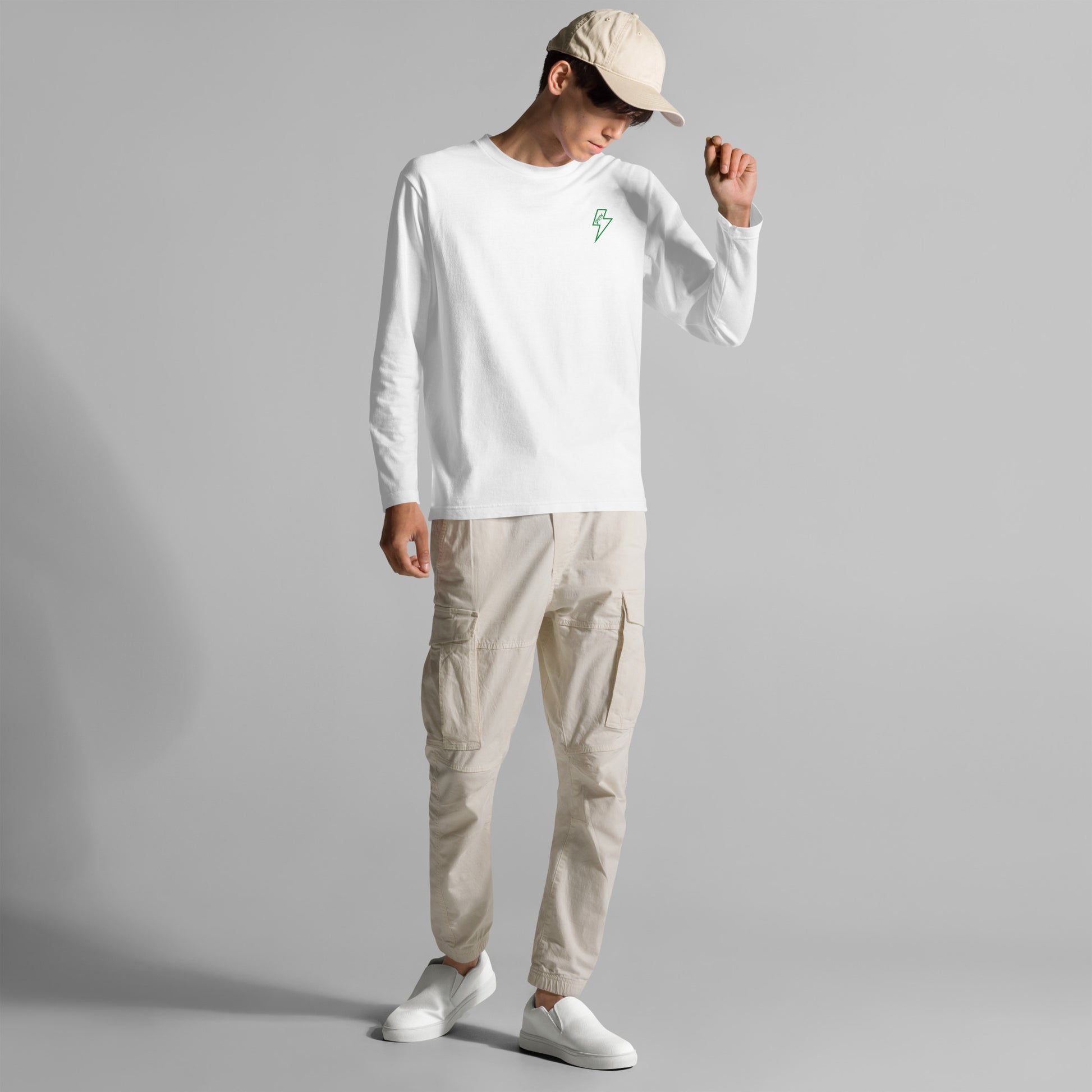 カミナリ(左胸)グリーン 長袖Tシャツ LT002-1-GRN 全4色
