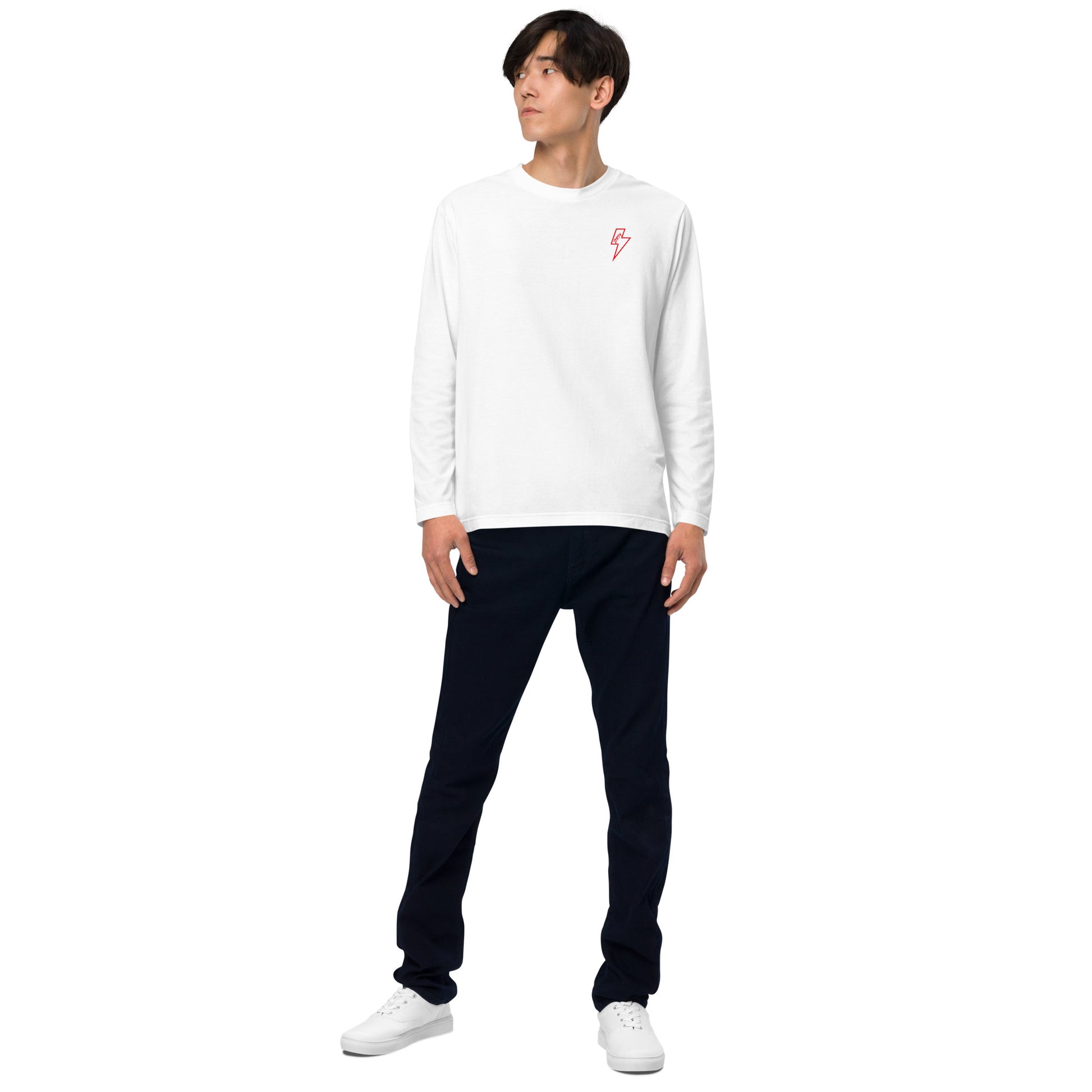 カミナリ(左胸)RED 長袖Tシャツ LT002-1-RED 全4色
